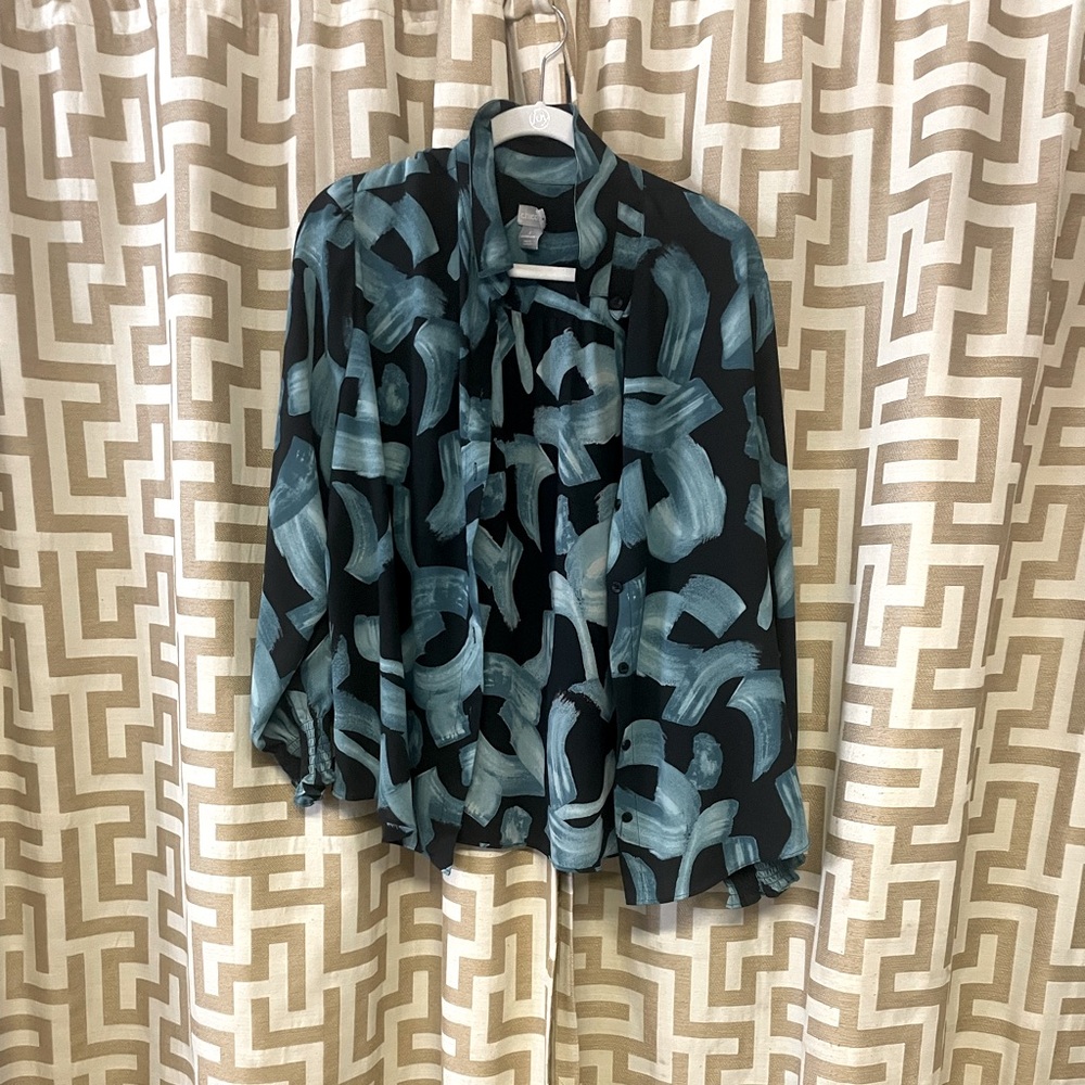 Teal and black dress button down shirt. Size 3